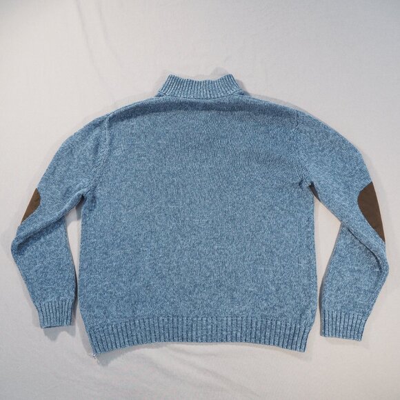 Chaps Sweater Mens Extra Large Blue Suede Elbow Patch Dad Preppy Retro Button - Picture 2 of 9